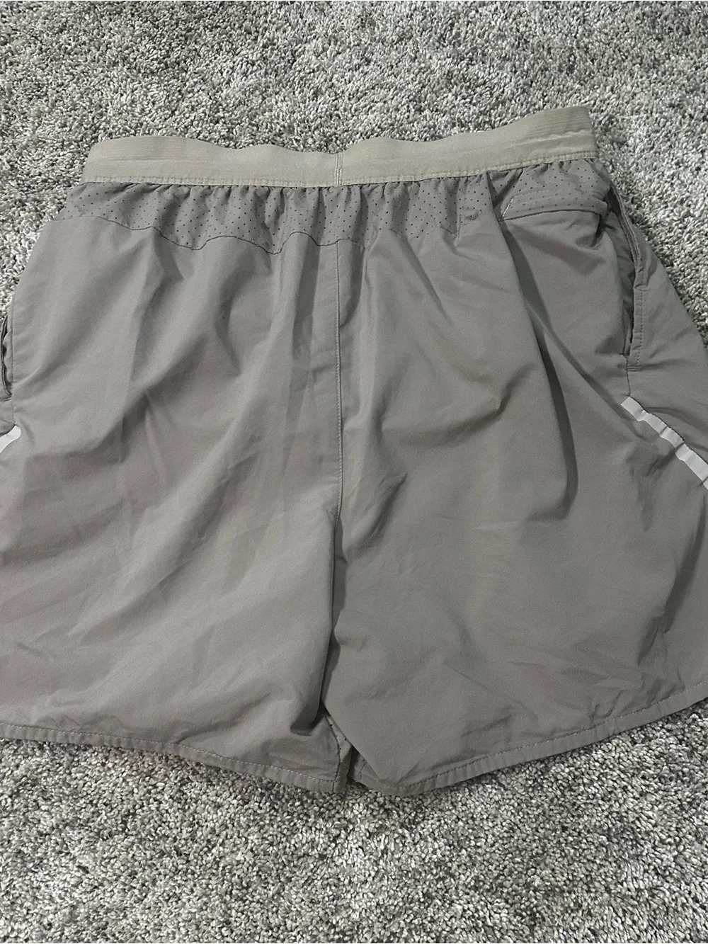 Nike boys Athletic Shorts in Taupe with Black Drawstring